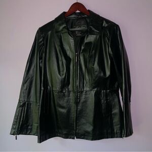 Jerry Lewis L Black Leather Jacket Zipper Collar